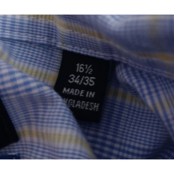 Chaos Regular Fit Stretch Collar Wrinkle Free Men's Blue & Yellow Shirt Size XL - Picture 6 of 6